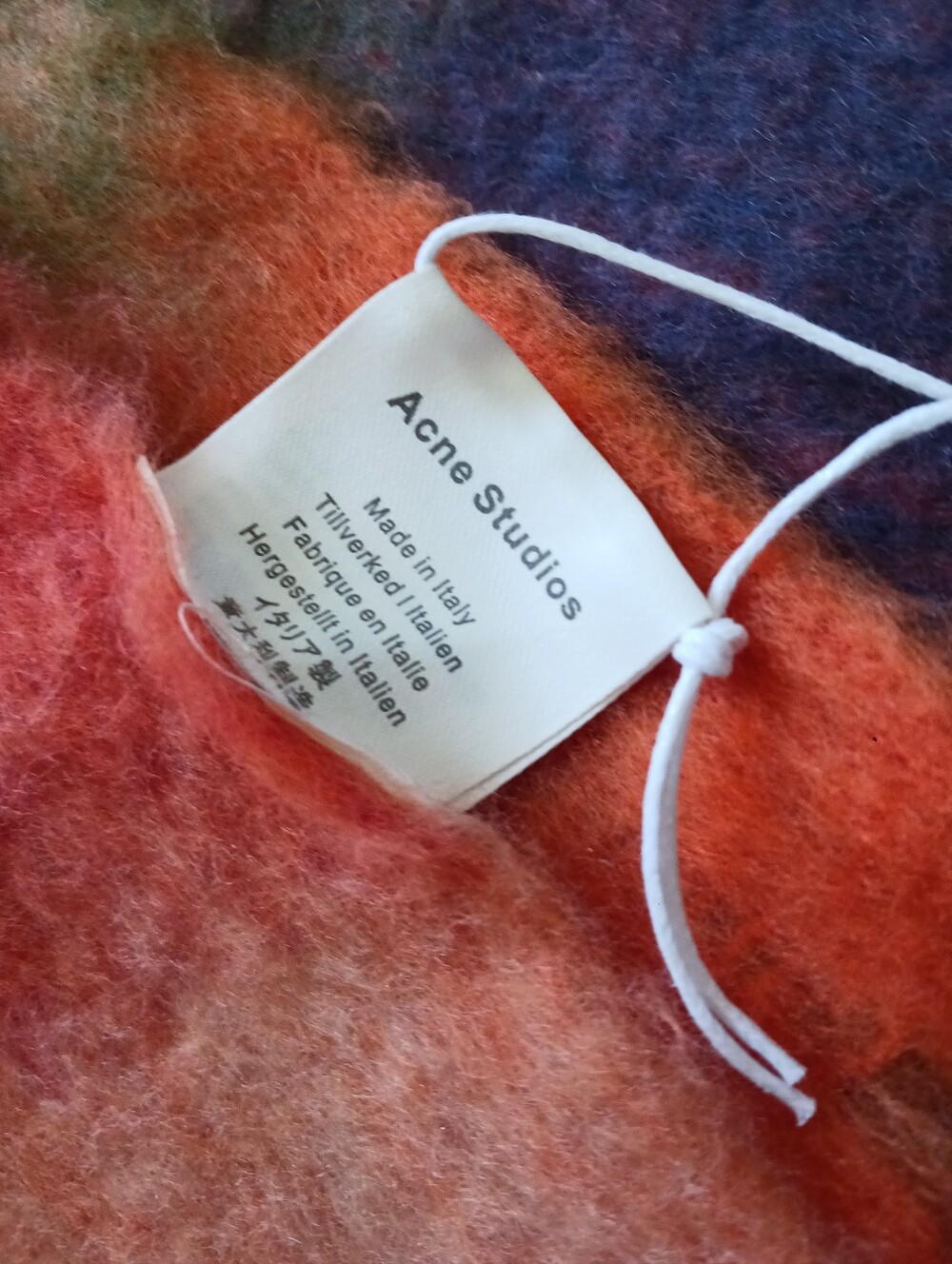 NWT Acne Studios Multicolor Plaid Wool Scarf in Orange, Green & Orange 87' X 15 - Picture 6 of 7